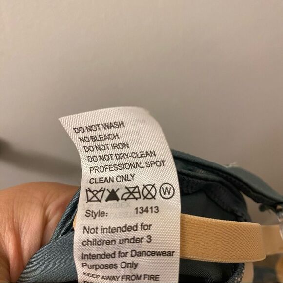 Weissman Dance Costume sage green sequin appliqué Saint Honesty 13413 LC child - Picture 10 of 12